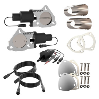 QTP® - QTEC Aluminum/Stainless Steel Natural Dual Electric Exhaust Cutout Combo Kit (3" Diameter)
