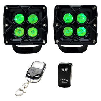 Quake LED® - Seismic Series 3" 2x20W Cube LED Lights, with RGB Accent