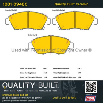 Quality-Built® - Premium New Ceramic Front Disc Brake Pads