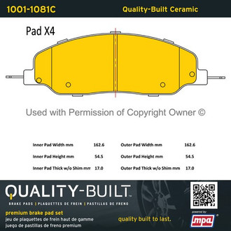 Quality-Built® - Premium New Ceramic Front Disc Brake Pads