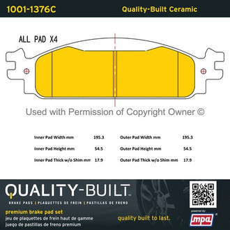 Quality-Built® - Premium New Ceramic Front Disc Brake Pads