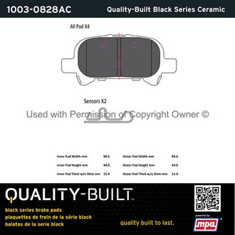 Quality-Built® - Black Series New Ceramic Rear Disc Brake Pads