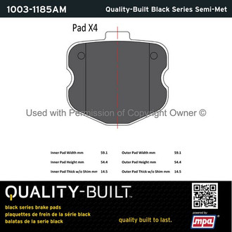 Quality-Built® - Black Series New Semi-Metallic Rear Disc Brake Pads