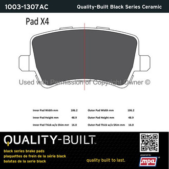 Quality-Built® - Black Series New Ceramic Rear Disc Brake Pads