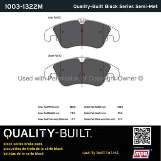Quality-Built® - Black Series New Semi-Metallic Front Disc Brake Pads