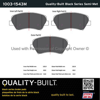 Quality-Built® - Black Series New Semi-Metallic Front Disc Brake Pads