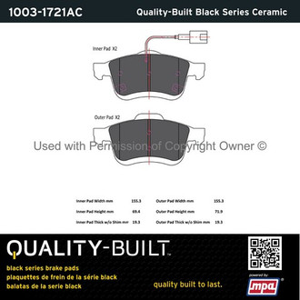 Quality-Built® - Black Series Ceramic Brake Pads
