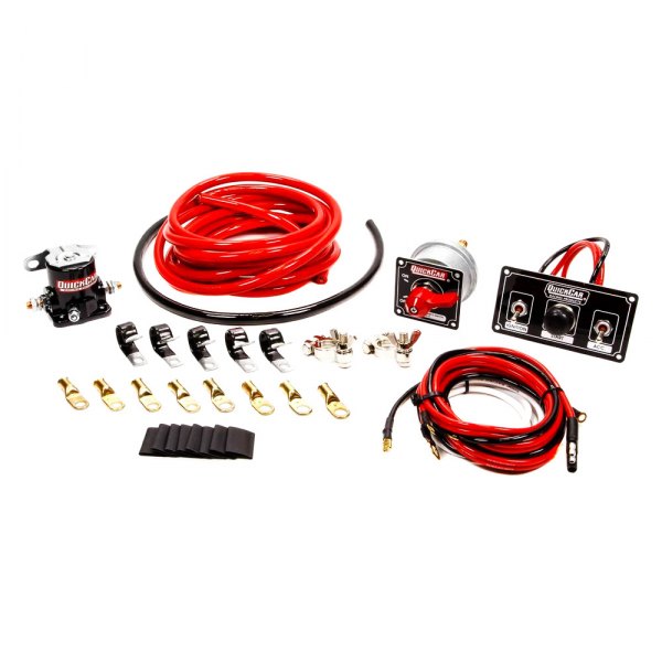 QuickCar Racing® - Premium 4-Gauge Wiring Kit With Black Switch Panel/Master Disconnect