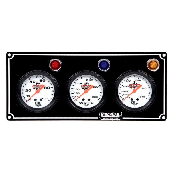 QuickCar Racing® - Standard 2-5/8" 3-Gauge Panel (Oil Pressure/Water Temp/Oil Temp), Black