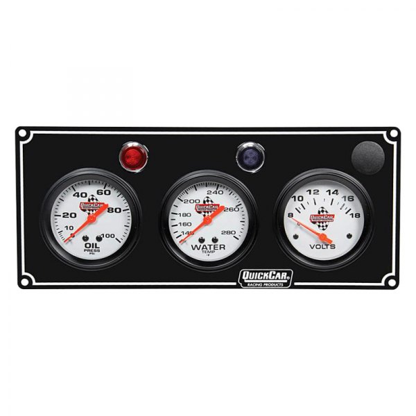 QuickCar Racing® - Standard 2-5/8" 3-Gauge Panel (Oil Pressure/Water Temp/Voltmeter), Black