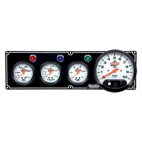 QuickCar Racing® - Standard 4-Gauge Panel (Oil Pressure/Water Temp/Fuel Pressure/5" Tachometer), Black