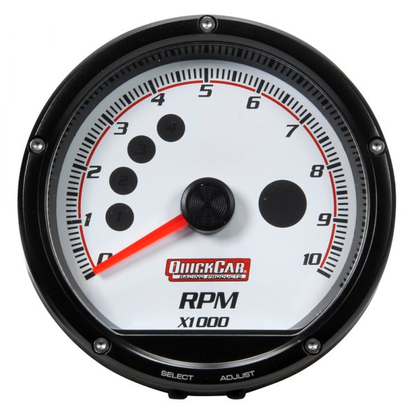 QuickCar Racing® - Redline 3-3/8" Multi-Recall Tachometer Gauge, White, 10000 RPM