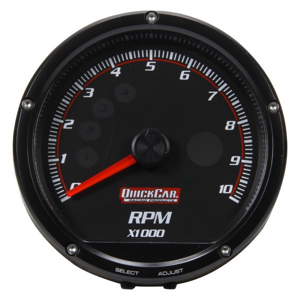 QuickCar Racing® - Redline 3-3/8" Multi-Recall Tachometer Gauge, Black, 10000 RPM