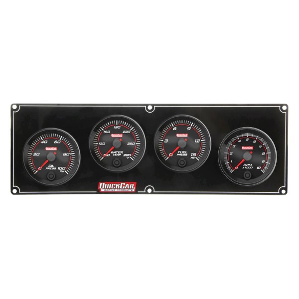 QuickCar Racing® - Redline 4-Gauge Panel (Oil Pressure/Water Temp/Fuel Pressure/2-5/8" Tachometer)