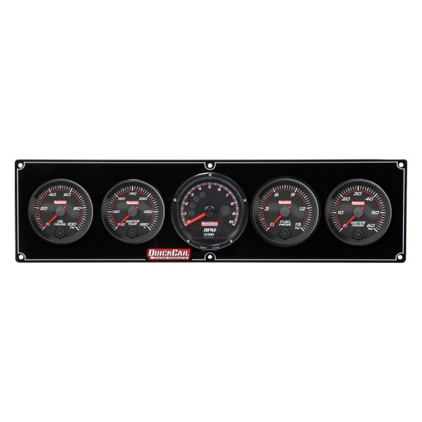 QuickCar Racing® - Redline 5-Gauge Panel (Oil Pressure/Water Temp/Fuel Pressure/Water Pressure/Recall-Tachometer)