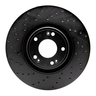 R1 Concepts® - eLINE Black Series™ Drilled 1-Piece Front Driver Side Brake Rotor