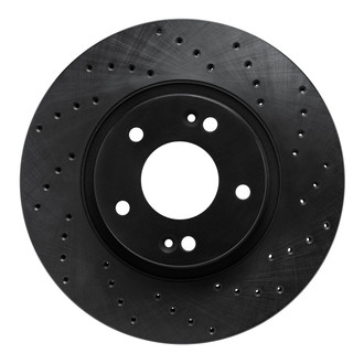 R1 Concepts® - eLINE Black Series™ Drilled 1-Piece Front Passenger Side Brake Rotor