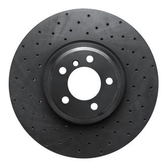 R1 Concepts® - eLINE Black Series™ Drilled 1-Piece Front Driver Side Brake Rotor
