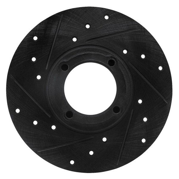 R1 Concepts eLINE Series Front Black Drilled and Slotted Brake Rotors Compatible For 2012-2021 Tesla S, X : R1 Concepts eLINE Series Front Rear Drilled and