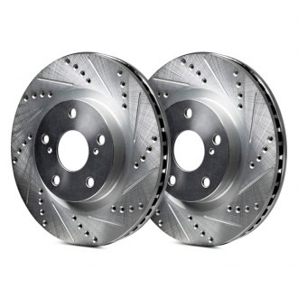 FRONT REAR SET Performance Cross Drilled Slotted Brake Disc Rotors TBS35912