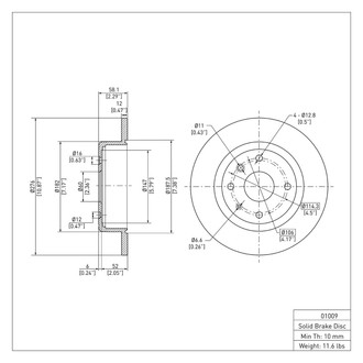 R1 Concepts® - eLINE™ Plain 1-Piece Rear Brake Rotor