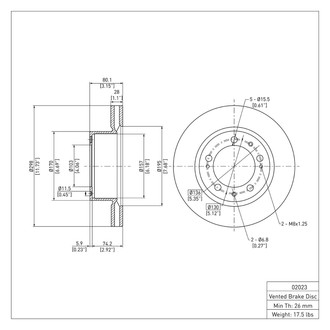 R1 Concepts® - eLINE™ Plain 1-Piece Front Brake Rotor