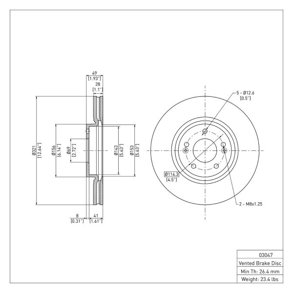 R1 Concepts® - eLINE™ Plain 1-Piece Front Brake Rotor