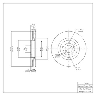R1 Concepts® - eLINE™ Plain 1-Piece Front Brake Rotor