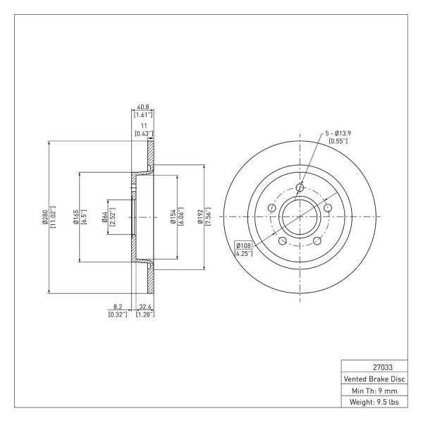 R1 Concepts® - eLINE™ Plain 1-Piece Rear Brake Rotor