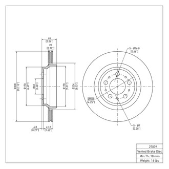 R1 Concepts® - eLINE™ Plain 1-Piece Rear Brake Rotor