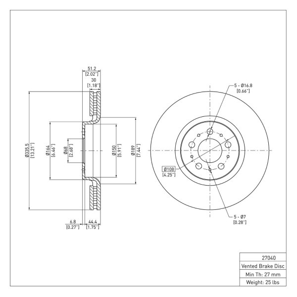 R1 Concepts® - eLINE™ Plain 1-Piece Front Brake Rotor