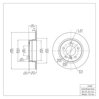 R1 Concepts® - eLINE™ Plain 1-Piece Rear Brake Rotor