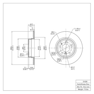 R1 Concepts® - eLINE™ Plain 1-Piece Brake Rotor