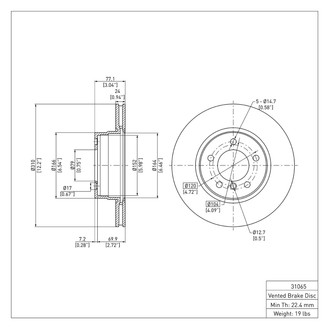 R1 Concepts® - eLINE™ Plain 1-Piece Front Brake Rotor