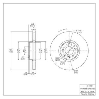 R1 Concepts® - eLINE™ Plain 1-Piece Front Passenger Side Brake Rotor