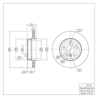 R1 Concepts® - eLINE™ Plain 1-Piece Rear Brake Rotor
