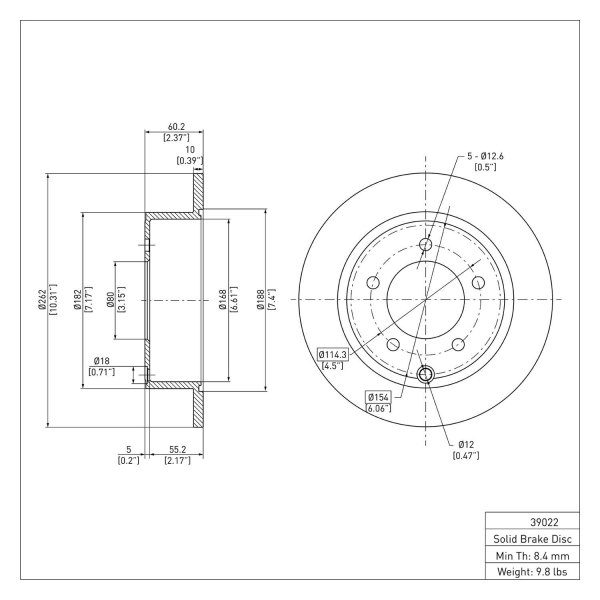 R1 Concepts® - eLINE™ Plain 1-Piece Rear Brake Rotor