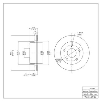 R1 Concepts® - eLINE™ Plain 1-Piece Front Brake Rotor