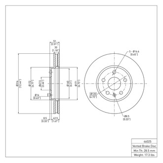 R1 Concepts® - eLINE™ Plain 1-Piece Front Brake Rotor