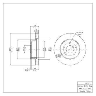 R1 Concepts® - eLINE™ Plain 1-Piece Front Brake Rotor