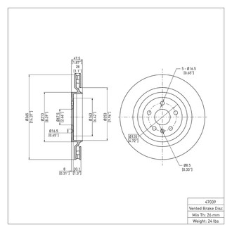 R1 Concepts® - eLINE™ Plain 1-Piece Rear Brake Rotor