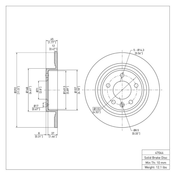 R1 Concepts® - eLINE™ Plain 1-Piece Rear Brake Rotor