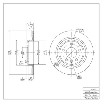 R1 Concepts® - eLINE™ Plain 1-Piece Rear Brake Rotor