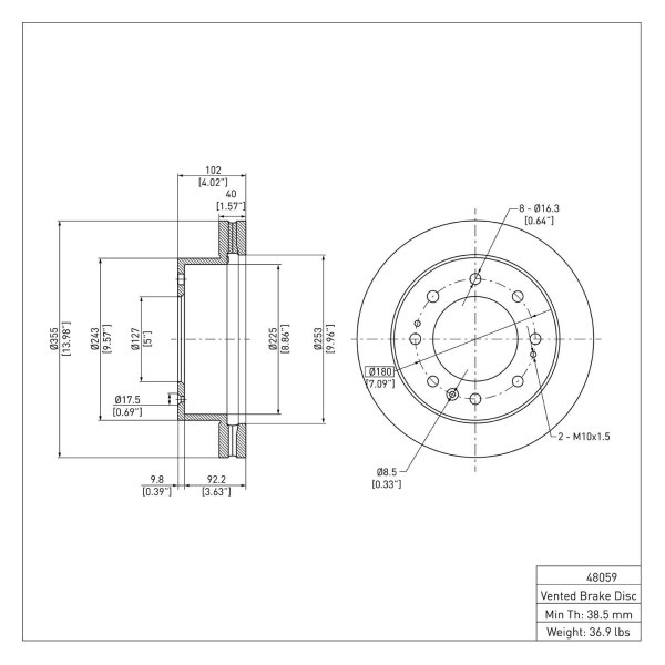 R1 Concepts® - eLINE™ Plain 1-Piece Front Brake Rotor