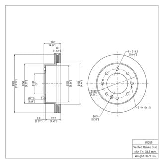 R1 Concepts® - eLINE Series Plain Brake Rotors