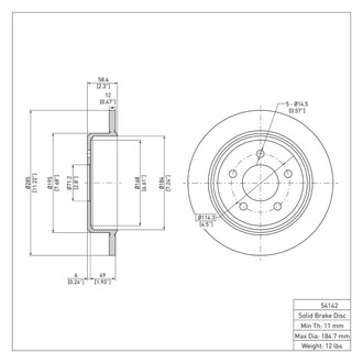 R1 Concepts® - eLINE™ Plain 1-Piece Rear Brake Rotor