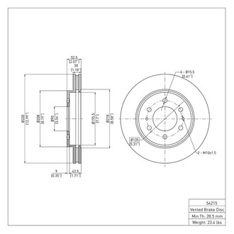 R1 Concepts® - eLINE™ Plain 1-Piece Front Brake Rotor