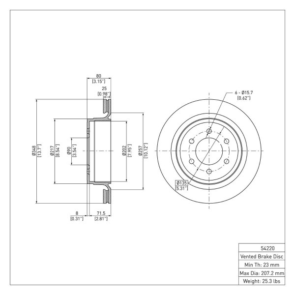 R1 Concepts® - eLINE™ Plain 1-Piece Rear Brake Rotor