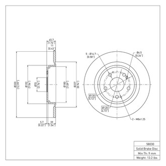 R1 Concepts® - eLINE™ Plain 1-Piece Rear Brake Rotor