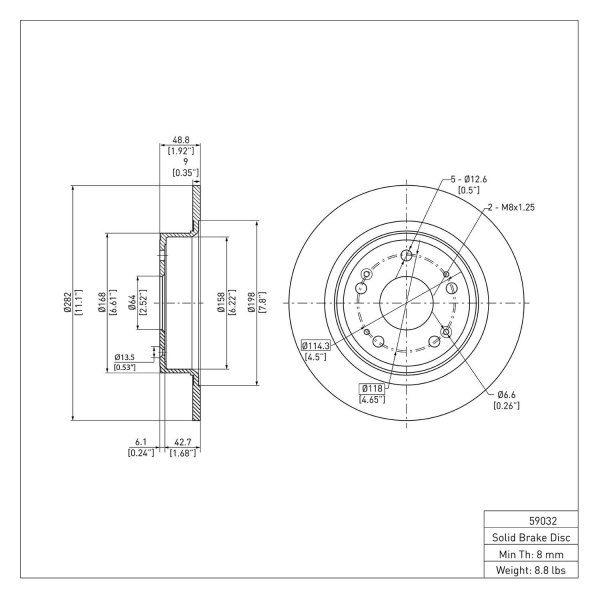 R1 Concepts® - eLINE™ Plain 1-Piece Rear Brake Rotor